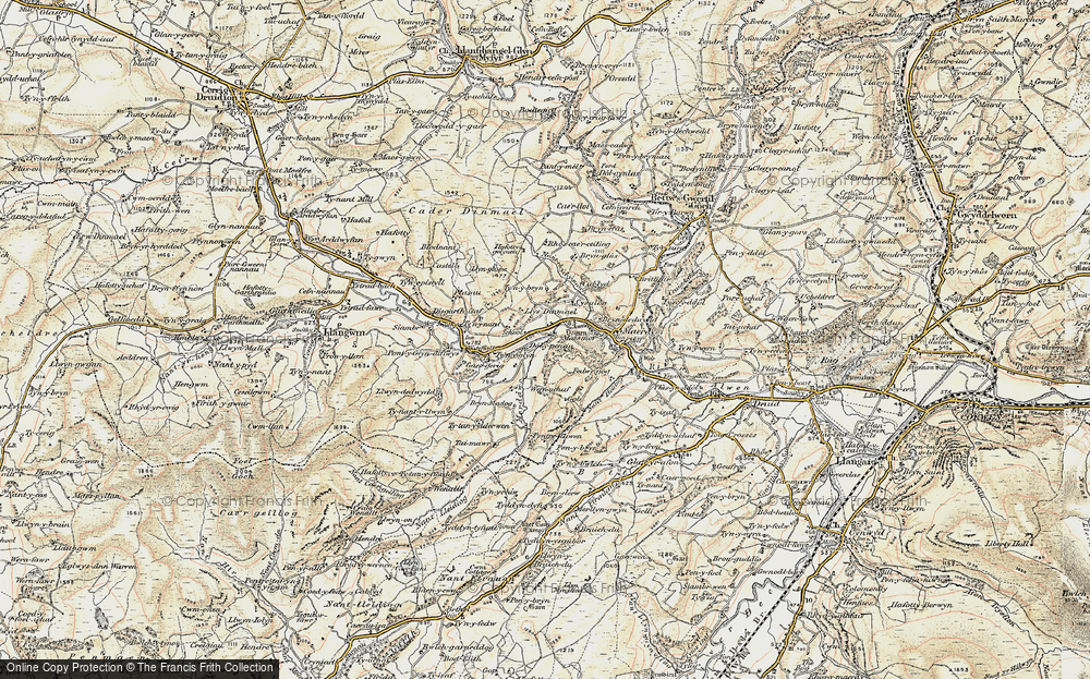 Old Map of Historic Map covering Rhôs-cae'r-ceiliog in 1902-1903