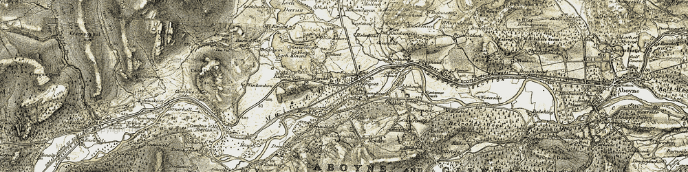Old map of Dinnet in 1908-1909
