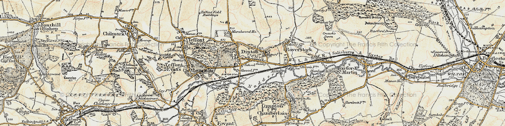 Old map of Dinton in 1897-1899