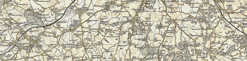 Old map of Dipford in 1898-1900