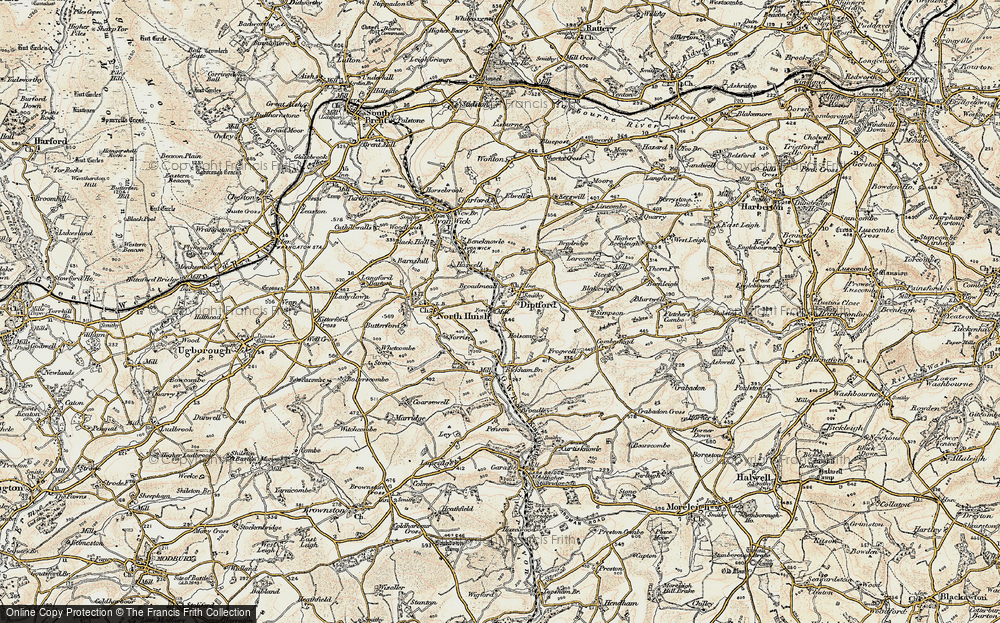 Old Map of Historic Map covering Bradridge Ho in 1899