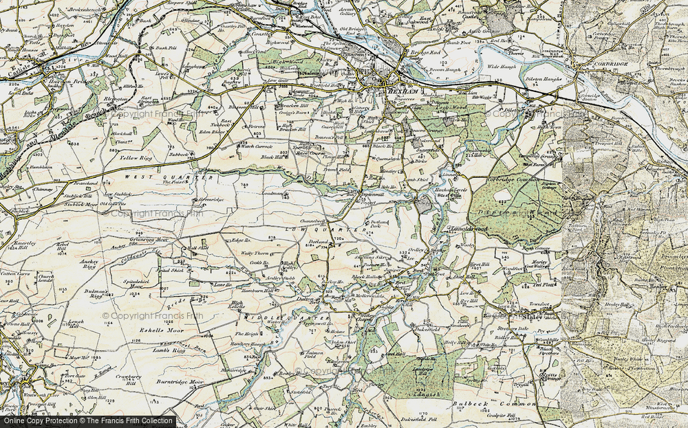 Old Map of Historic Map covering Dotland Park in 1901-1904