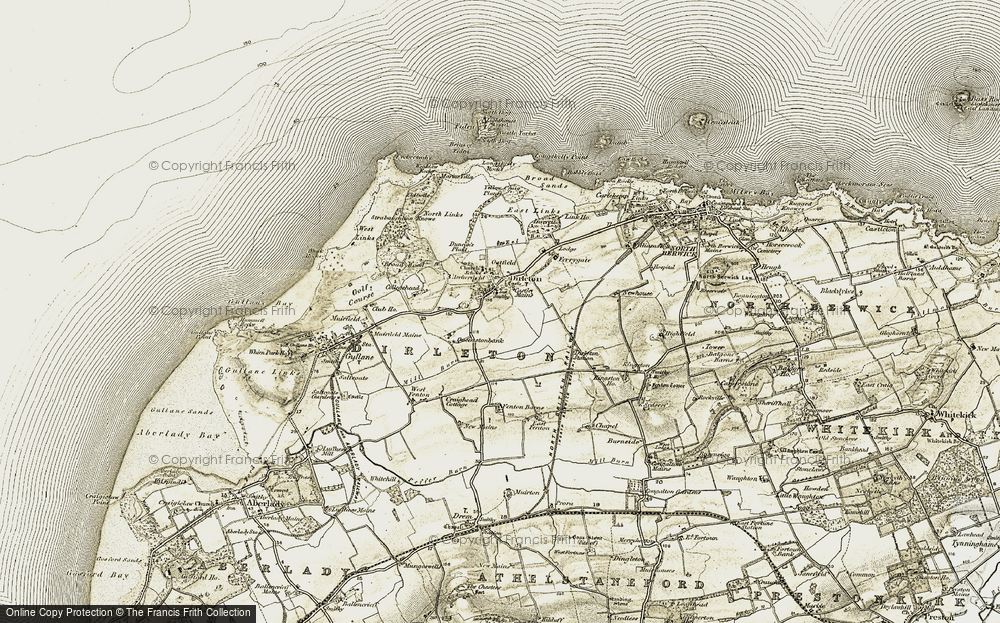 Old Map of Historic Map covering Broad Sands in 1901-1906