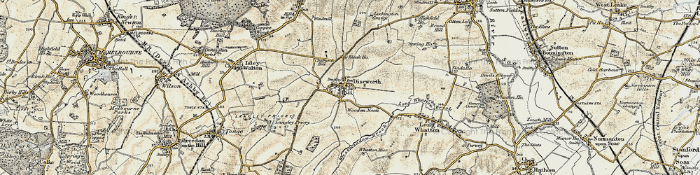 Old map of Diseworth in 1902-1903