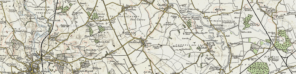 Old map of Dishforth in 1903-1904