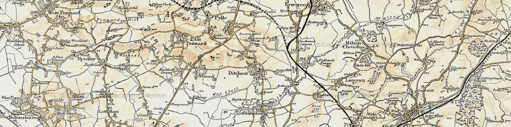 Old map of Ditcheat in 1899