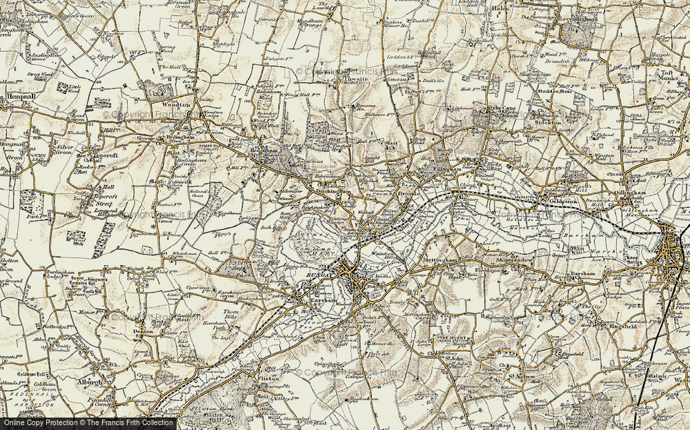 Old Map of Historic Map covering Bath Hills in 1901-1902