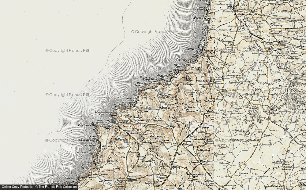 Old Map of Dizzard, 1900 in 1900
