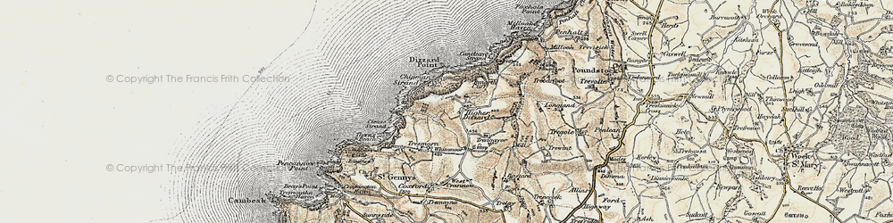 Old map of Dizzard in 1900