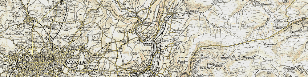Old map of Dobcross in 1903