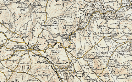 Old map of Doccombe in 1899-1900
