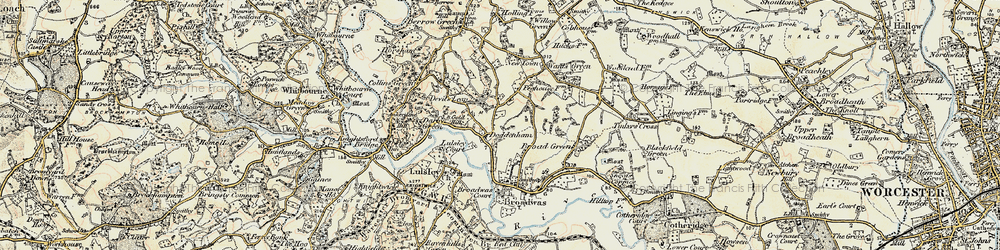Old map of Doddenham in 1899-1902