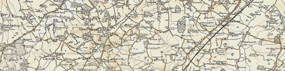 Old map of Doddinghurst in 1898