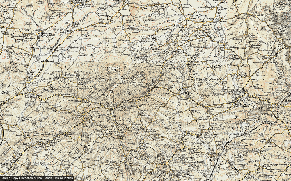 Old Map of Historic Map covering Clee Hill in 1901-1902