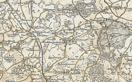 Old map of Doddiscombsleigh in 1899-1900
