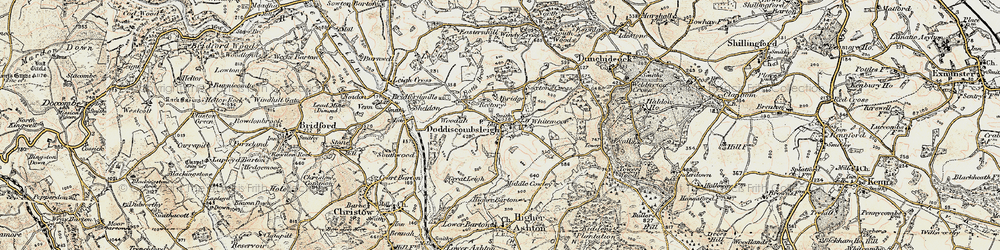Old map of Doddiscombsleigh in 1899-1900