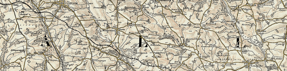 Old map of Doddycross in 1900
