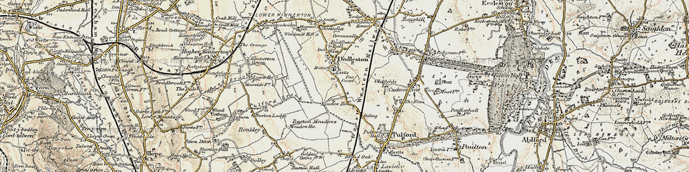 Old map of Dodleston in 1902-1903