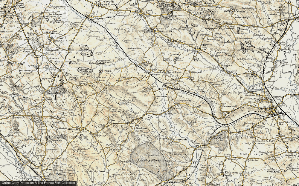 Old Map of Dods Leigh, 1902 in 1902