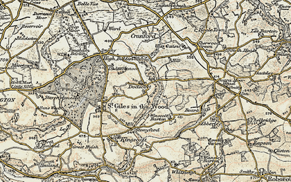 Old map of Dodscott in 1899-1900