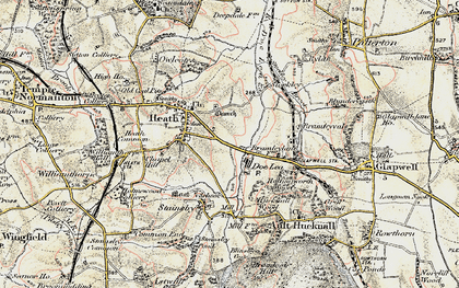Old map of Doe Lea in 1902-1903
