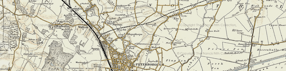 Old map of Dogsthorpe in 1901-1902