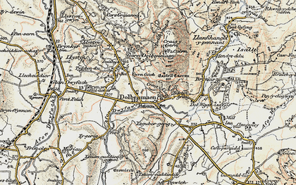 Old map of Bryniau Ystumcegid in 1903