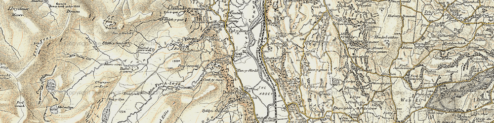 Old map of Coed Dolgarrog in 1902-1903