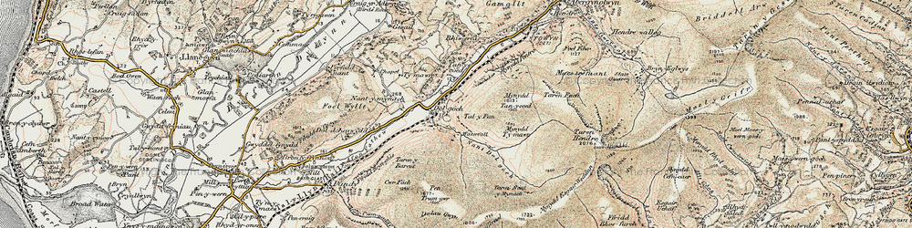 Old map of Afon Fathew in 1902-1903