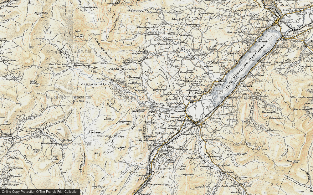 Old Map of Historic Map covering Afon Lliw in 1903