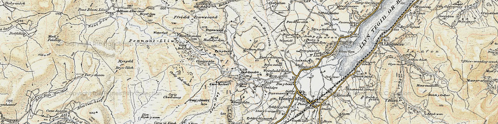 Old map of Afon Lliw in 1903