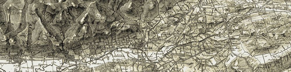 Old map of Burn of Sorrow in 1904-1908