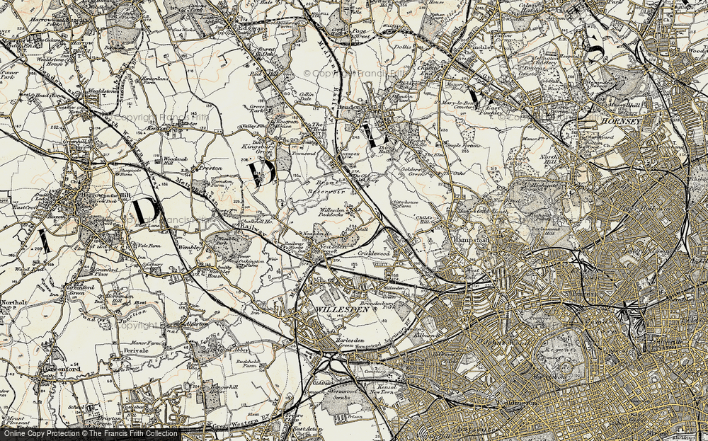 Old Map of Historic Map covering Brent Sta in 1897-1898