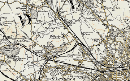 Old map of Brent Sta in 1897-1898