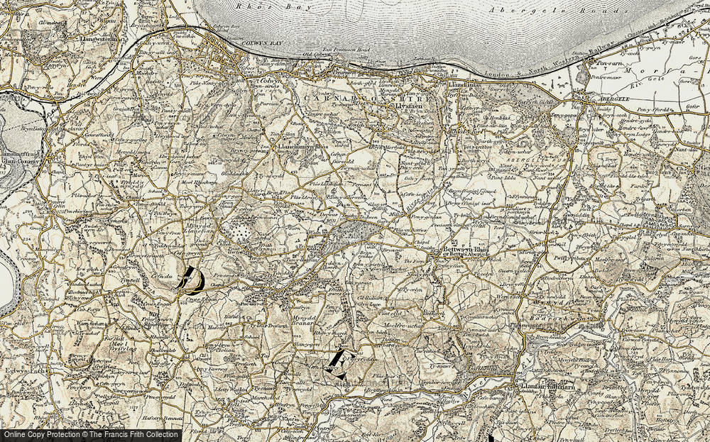 Old Map of Historic Map covering Bron Pistyll in 1902-1903
