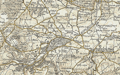 Old map of Bron Pistyll in 1902-1903