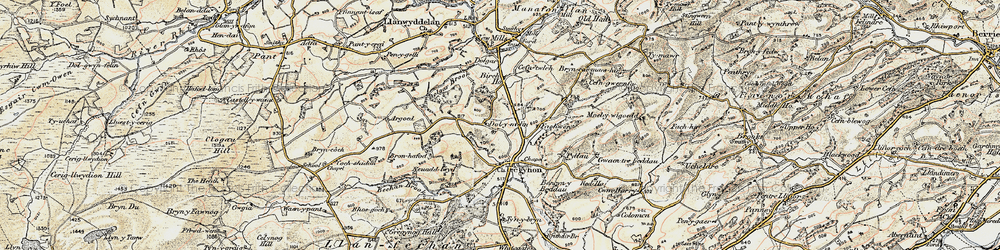 Old map of Dolymelinau in 1902-1903