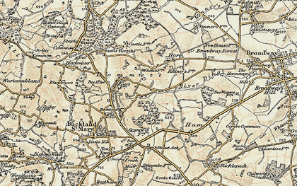 Old map of Dommett in 1898-1900