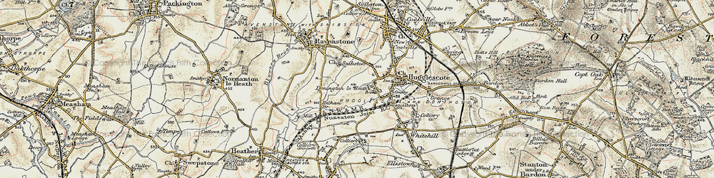 Old map of Donington le Heath in 1902-1903