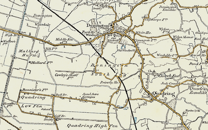 Old map of Donington South Ing in 1902-1903