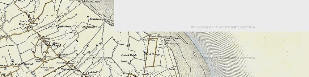 Old map of Donna Nook in 1903-1908