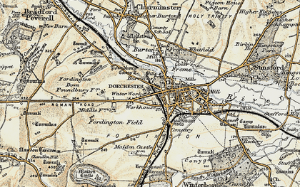 Old map of Dorchester in 1899