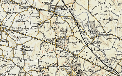 Old map of Dordon in 1901-1902