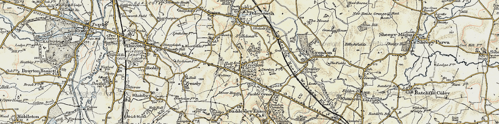 Old map of Dordon in 1901-1902
