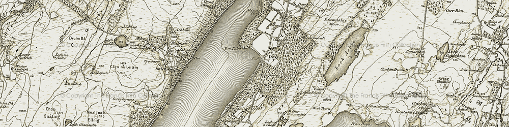Old map of Dores in 1908-1912