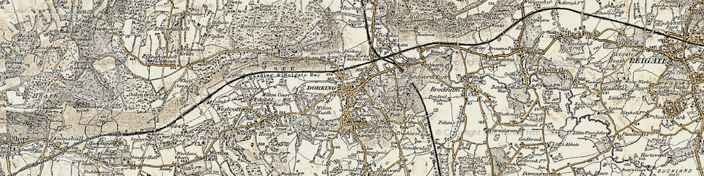 Old map of Dorking in 1898-1909