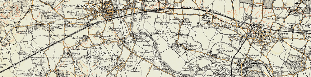 Old map of Dorney Reach in 1897-1909