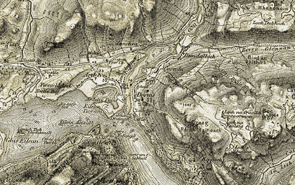 Old map of Dornie in 1908-1909