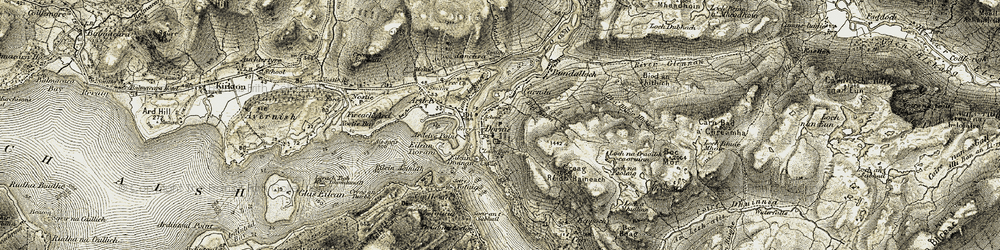 Old map of Dornie in 1908-1909
