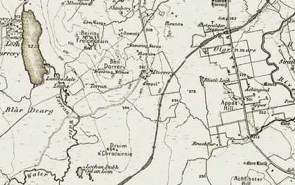 Old map of Beinn Freiceadain in 1911-1912